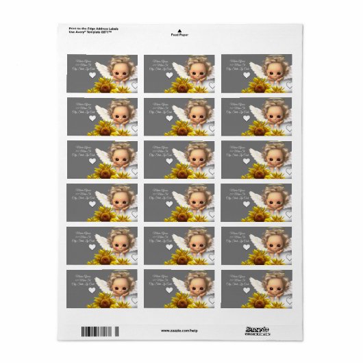 Retouradres labels Sunflower Angel (Full Sheet)