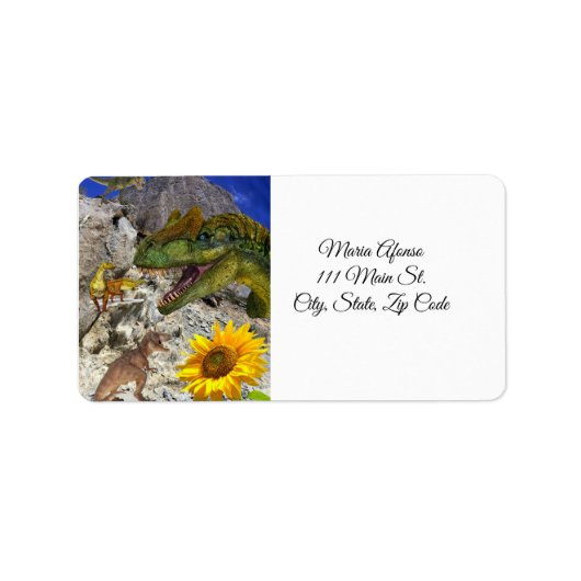 Retouradres Labels Sunflower Dinosaur Floral (Voorkant)