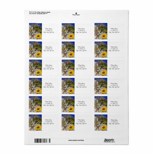Retouradres Labels Sunflower Dinosaur Floral (Full Sheet)