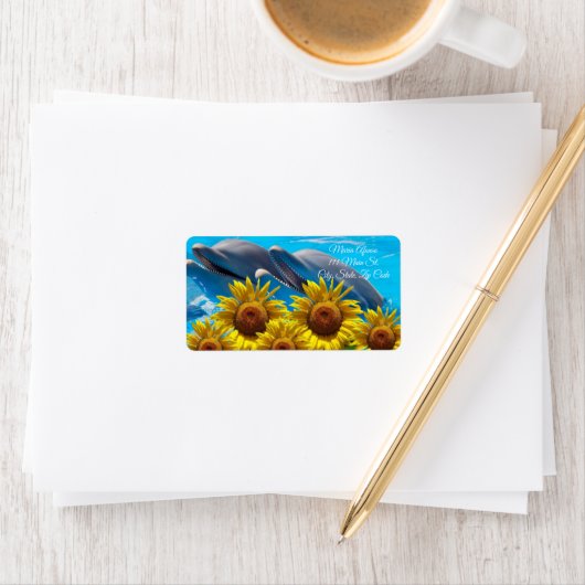 Retouradres Labels Sunflower Dolphin (Insitu)