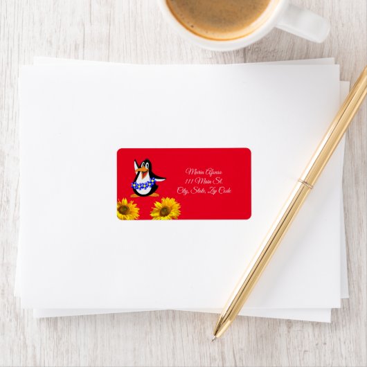 Retouradres Labels Sunflower Penguin (Insitu)