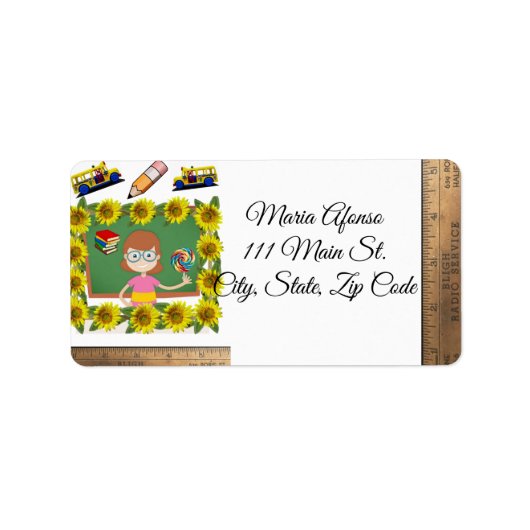 Retouradres Labels Sunflower Teacher (Voorkant)