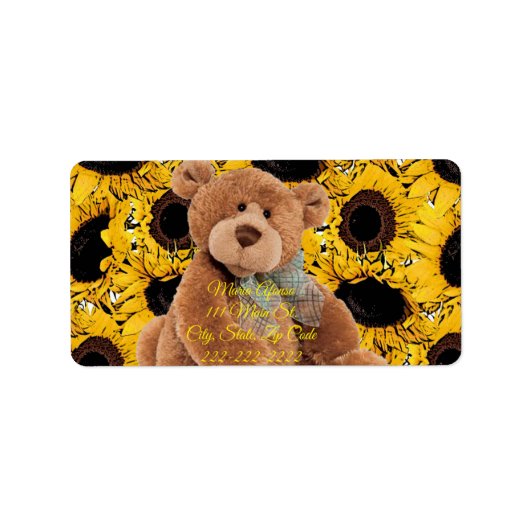 Retouradres Labels Sunflower Teddy Bear (Voorkant)