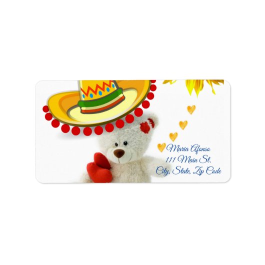 Retouradres Labels Sunflower Teddy Bear (Voorkant)