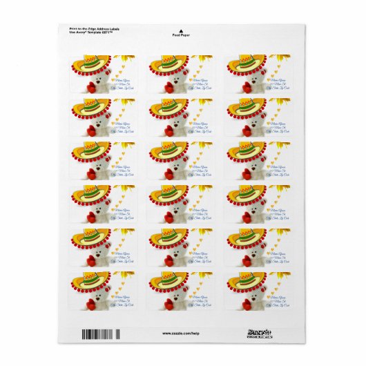 Retouradres Labels Sunflower Teddy Bear (Full Sheet)