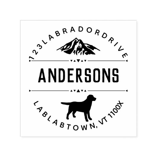 Retouradres Labrador en Mountain Outline Zelfinktende Stempel (Design)