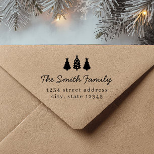 Retouradres Landelijke Moderne Kerstbomen Rubberstempel