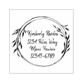 Retouradres Leaf Wreath gepersonaliseerd Rubberstempel (Afrduk)