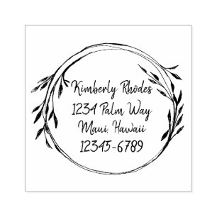 Retouradres Leaf Wreath gepersonaliseerd Rubberstempel