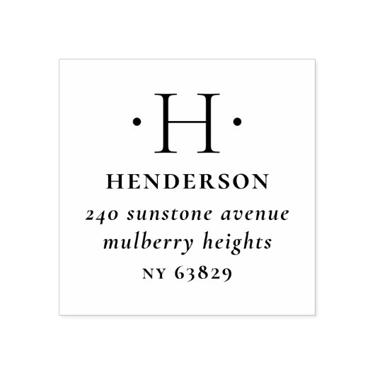 Retouradres legant & modern monogram rubberstempel (Afrduk)