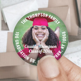 Retouradres, lesjaar en foto-Afstuderen Ronde Sticker