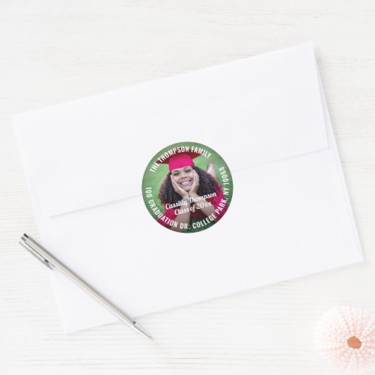 Retouradres, lesjaar en foto-Afstuderen Ronde Sticker (Envelop)