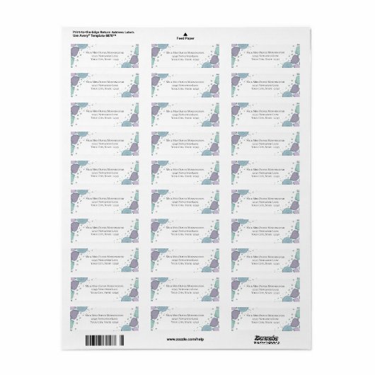 Retouradres Lila  Dusty Blue Etiket (Full Sheet)