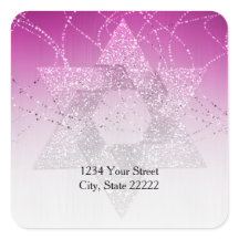 Retouradres Magenta Roze Glittery Star van David