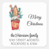 Retouradres Magisch Suikerhuis van Peperkoek Vierkante Sticker (Voorkant)