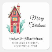 Retouradres Magisch Suikerhuis van Peperkoek Vierkante Sticker (Voorkant)