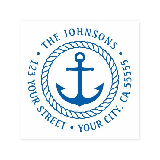 Retouradres met anker en touwrand  zelfinktende stempel (Design)