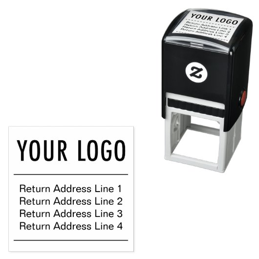 Retouradres met Company Logo Square Custom Zelfinktende Stempel (In situ)