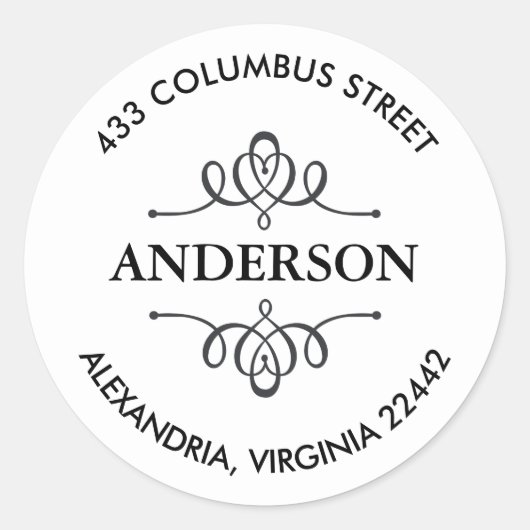 Retouradres met decoratief embleem ronde sticker (Voorkant)