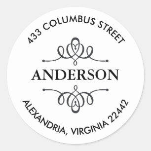 Retouradres met decoratief embleem ronde sticker