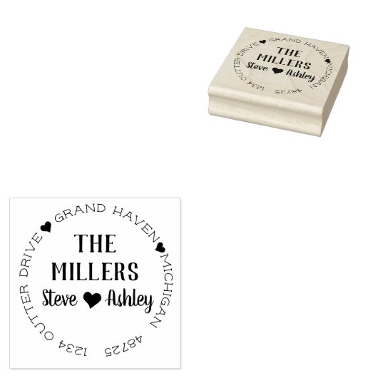 Retouradres met Hartjes Rubberstempel (Gestempeld)