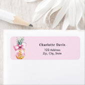 Retouradres met roze strik en ananas etiket (Insitu)