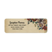 Retouradres met vintage bloemen etiket (Voorkant)
