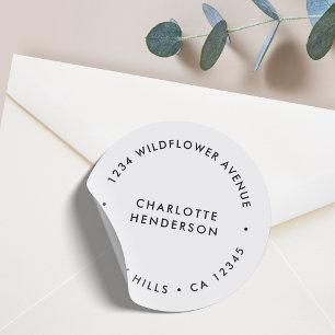 Retouradres Minimale peulstift Blauw grijs Ronde Sticker