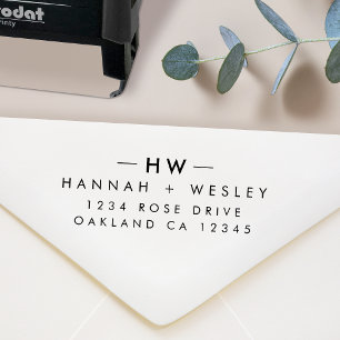 Retouradres Modern minimal huwelijksmonogram Zelfinktende Stempel