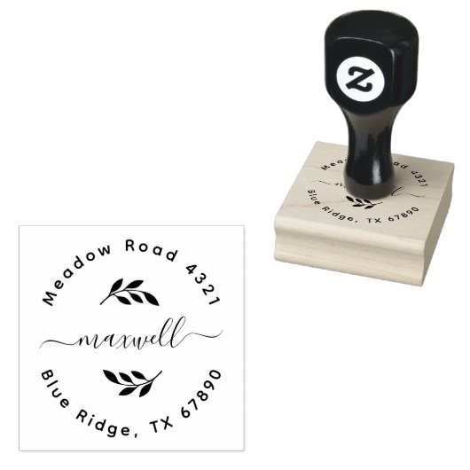 Retouradres Modern Round Creëer van uw eigen Rubberstempel (Gestempeld)