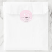 Retouradres modern script Initiaal | roze ombre Ronde Sticker (Tas)