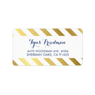 RETOURADRES modern strakke goud folie streep Etiket