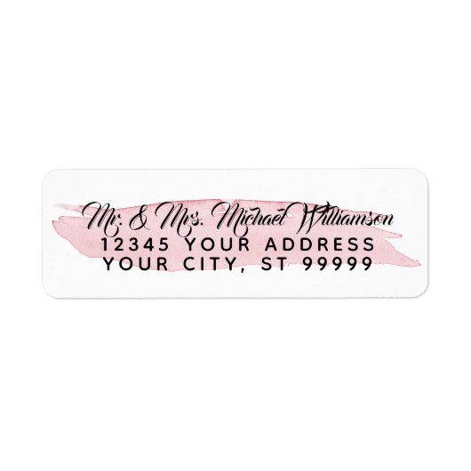 Retouradres Modern Waterverf Brush Stroke Pink Etiket (Voorkant)