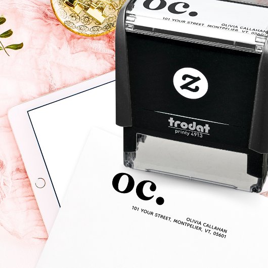 Retouradres Moderne minimalistische monogram Initi Zelfinktende Stempel