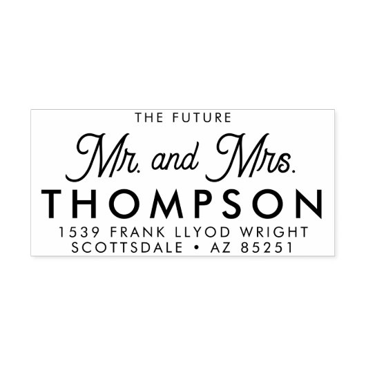 Retouradres Mr. en Mrs. Modern Gepersonaliseerd Zelfinktende Stempel (Design)