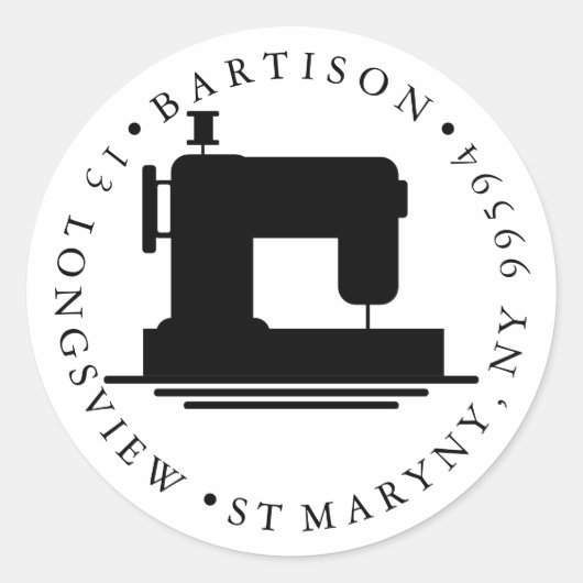 retouradres naaien Handgemaakte bedrijfsnaam Class Ronde Sticker (Voorkant)