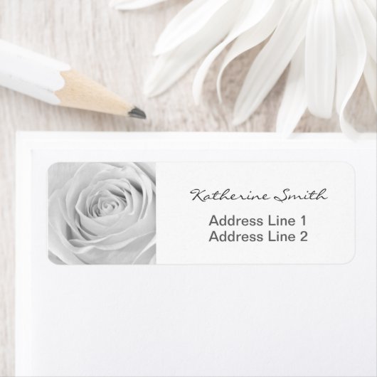 Retouradres Natuur Bloemenfoto White Rose Etiket (Insitu)