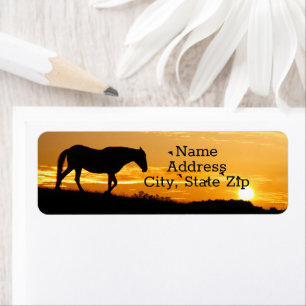 Retouradres Natuur paarden en vogels Etiket