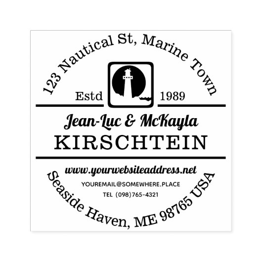 Retouradres Nautische Vuurtoren Zeezijde Oceanisch Rubberstempel (Afrduk)