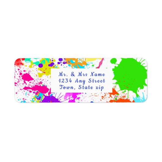 Retouradres Neon Colorful Paint Splatter Etiket (Voorkant)