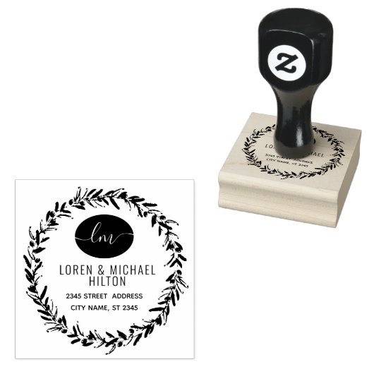 Retouradres olijfkransmonogram rubberstempel (Gestempeld)