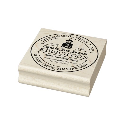 Retouradres Oud Bearded Zee Kapitein Boot Helm Rubberstempel (Stempel)