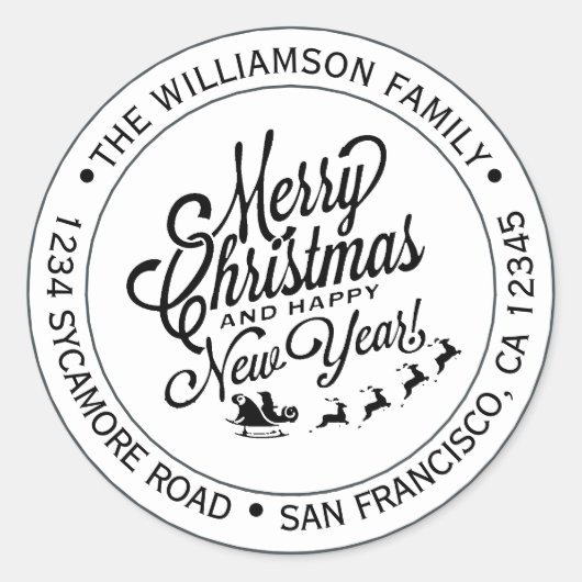 Retouradres Oud Kerst Nieuwjaar Ronde Sticker (Voorkant)