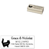 Retouradres, paar met een kat, rubberstempel (Gestempeld)