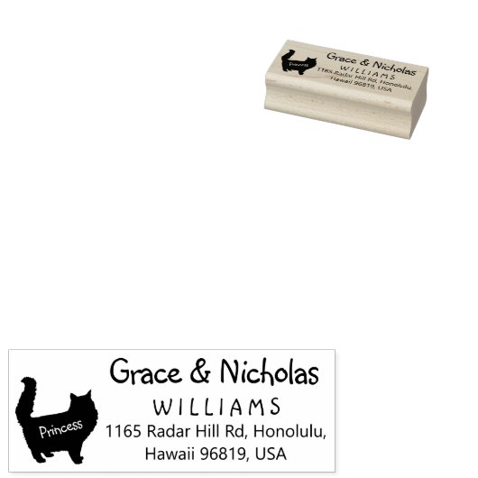 Retouradres, paar met een kat, rubberstempel (Gestempeld)