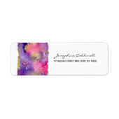 Retouradres Paarse en Gold Waterverf Etiket (Voorkant)