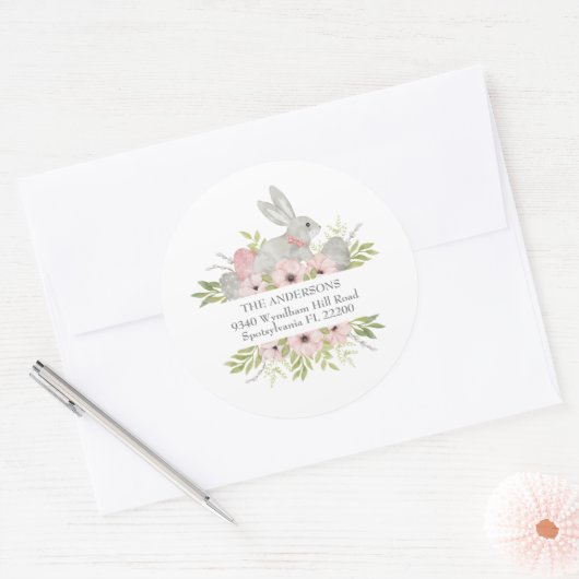 Retouradres Paashaas & Eieren Ronde Sticker (Envelop)