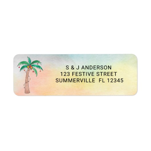 Retouradres Palm Tree Waterverf Etiket (Voorkant)