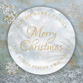 Retouradres Prettig Kerstfeest Wintervorst Ronde Sticker