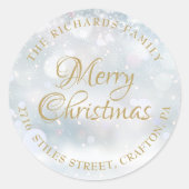 Retouradres Prettig kerstfeest Wintervorst Ronde Sticker (Voorkant)